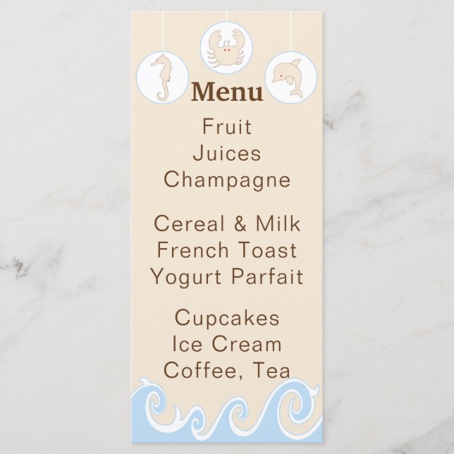 Babyduschmenü "Under Sea Mobile" Menükarte (Vorderseite)