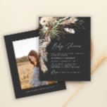 Babyduschpampen mit modernem schwarzem Foto boho Flyer<br><div class="desc">Günstige Babydusche Pampas Gras und Eukalyptus moderne boho elegante Foto Party Einladung Design. In einer zeitgenössischen Terrakotta,  Salbei grün,  natürlich,  creme und schwarz.</div>