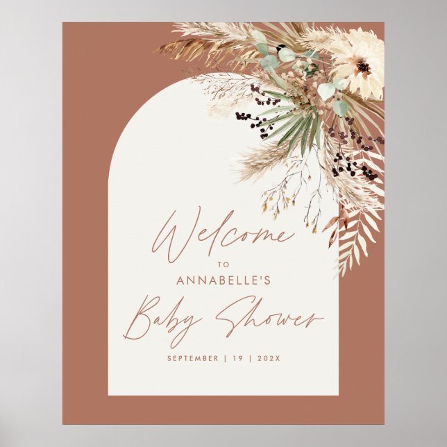 Babyduschpampen modern terracotta rustikal poster (Vorne)