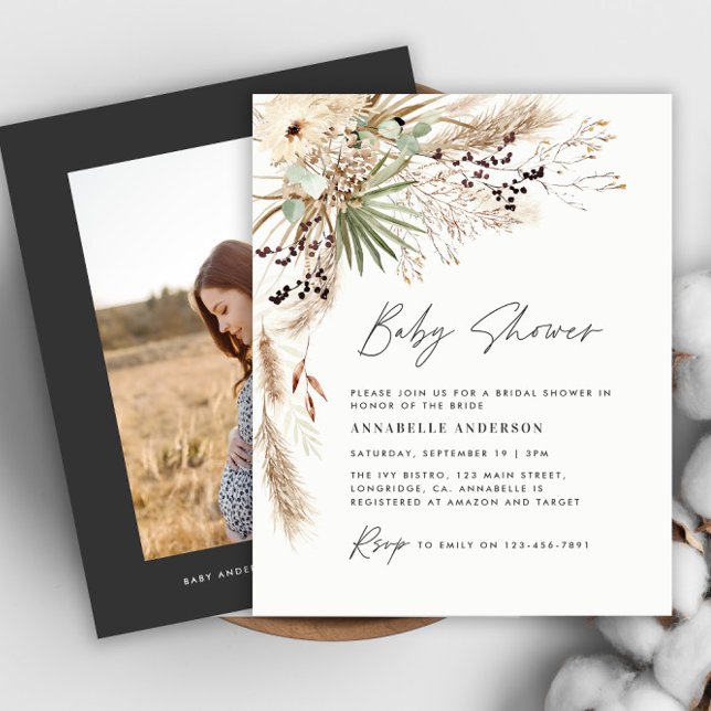 Babyduschpampen, modernes schwarzes Foto Flyer (Von Creator hochgeladen)