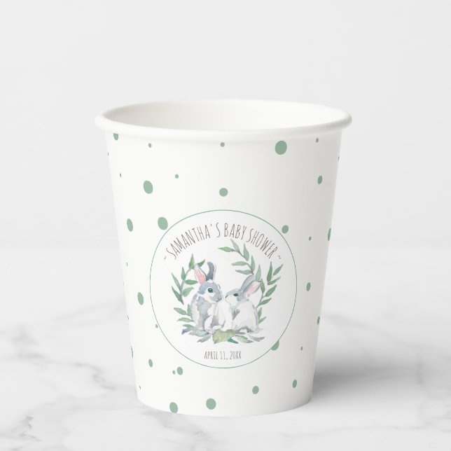 Babyduschpapier Cups Niedlich Boho Chic Bunnies Pappbecher (Vorderseite)