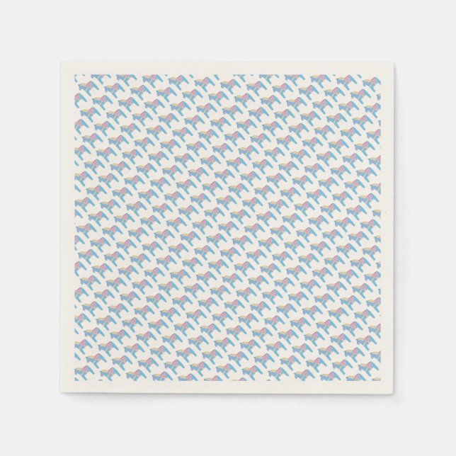 Babyduschpapier Napkins mit Dala Pferden Serviette (Vorderseite)