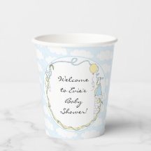 Babyduschpapier Tassen "Castle Yellow Blue" 8 oz.