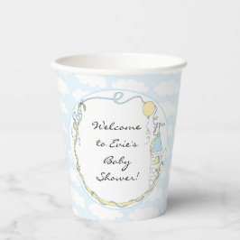 Babyduschpapier Tassen "Castle Yellow Blue" 8 oz. Pappbecher