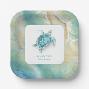 Babyduschpapier Teller Niedliches Wasserfarbenmeer