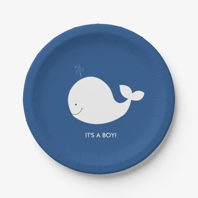 Babyduschplatte für Navy und White Whale Pappteller (Vorderseite)