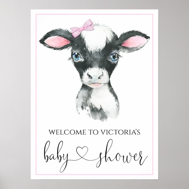 Babyduschsignaturen der Girl Cow Farm Poster (Vorne)