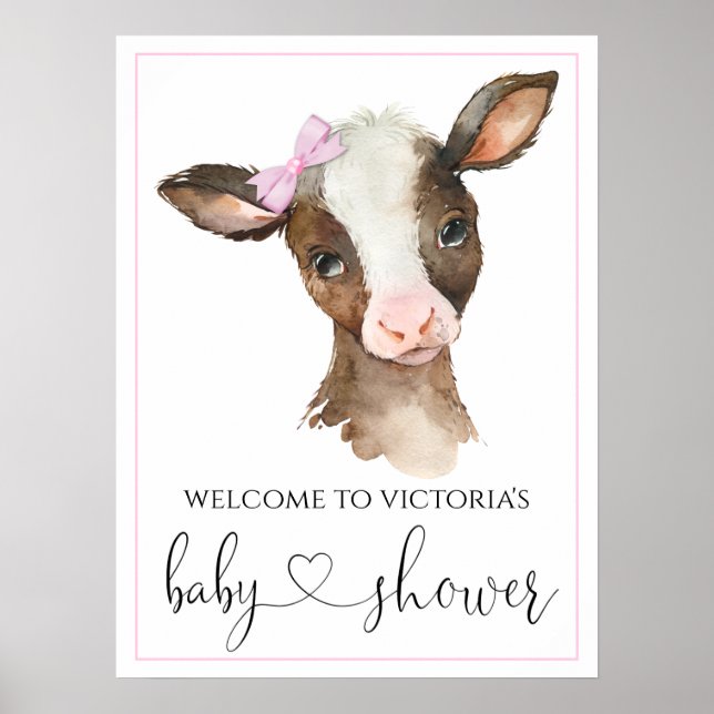 Babyduschsignaturen der Girl Farm Cow Poster (Vorne)