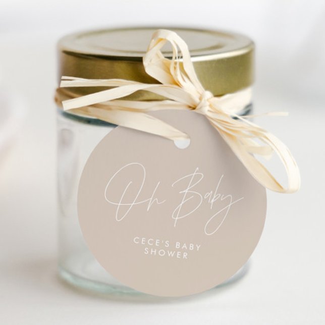 Babyduschskript, modern beige geschenkanhänger (Von Creator hochgeladen)