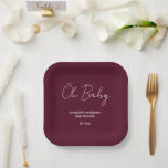Babyduschskript modern bordeauxfarben pappteller<br><div class="desc">Baby Dusche Drehbuch moderne bordeauxfarbene Party Design. Ideal geschlechtsneutrales Design. Perfekte Koordination Sommer,  Herbst,  Herbst,  Winter Babydusche Design.</div>