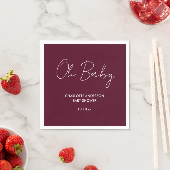 Babyduschskript modern bordeauxfarben serviette (Beispiel)
