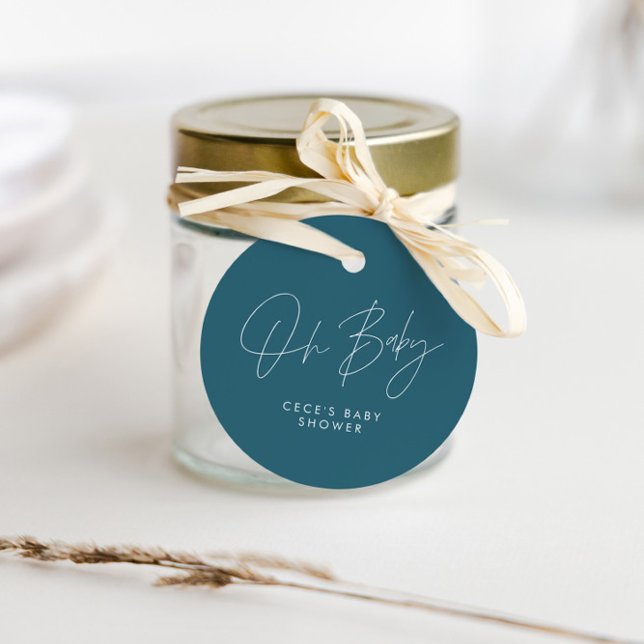 Babyduschskript modern gürtelblau aquamarin geschenkanhänger (Von Creator hochgeladen)