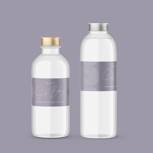 Babyduschskript modern lilac lila elegant wasserflaschenetikett (Von Creator hochgeladen)