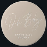 Babyduschskript, modern, minimalistisch, rosa button<br><div class="desc">Babydusche Drehbuch modern hell gürtelscharf rosa und weiß elegant Party Dekor auf Knopfdruck Design. Ideal für ein minimalistisches Babydusche-Party.</div>