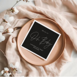 Babyduschskript, modern schwarz und weiß serviette