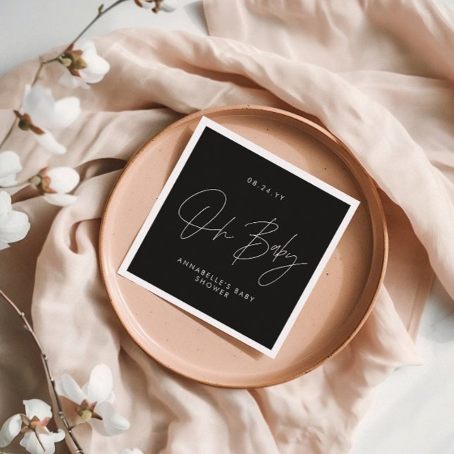 Babyduschskript, modern schwarz und weiß serviette (Von Creator hochgeladen)