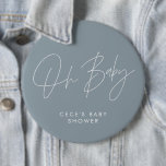 Babyduschskripte modern, minimalistisch, blau button<br><div class="desc">Babydusche Drehbuch modern hell gürlich staubige blau-weiße elegante Party Dekoration Knopfdesign. Ideal für ein minimalistisches Babydusche-Party.</div>