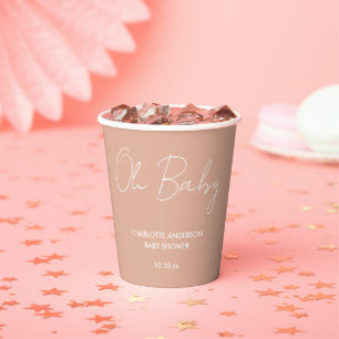 Babyduschskripte, modern, rosa und elegant pappbecher