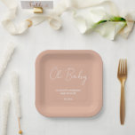 Babyduschskripte, modern, rosa und elegant pappteller<br><div class="desc">Babydusche Drehbuch modernes,  rosafarbenes,  elegantes Party Design. Ideal geschlechtsneutrales Design. Perfekte Koordination Sommer,  Herbst,  Herbst,  Winter Babydusche Design.</div>