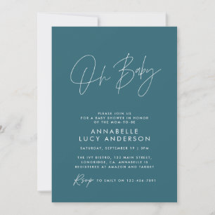 Babyduschskriptschrift modern aquamarin einladung