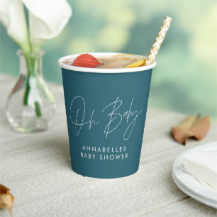 Babyduschskriptschrift modern aquamarin pappbecher