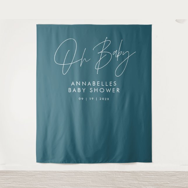 Babyduschskriptschrift modern aquamarin wandteppich (Vorderseite)