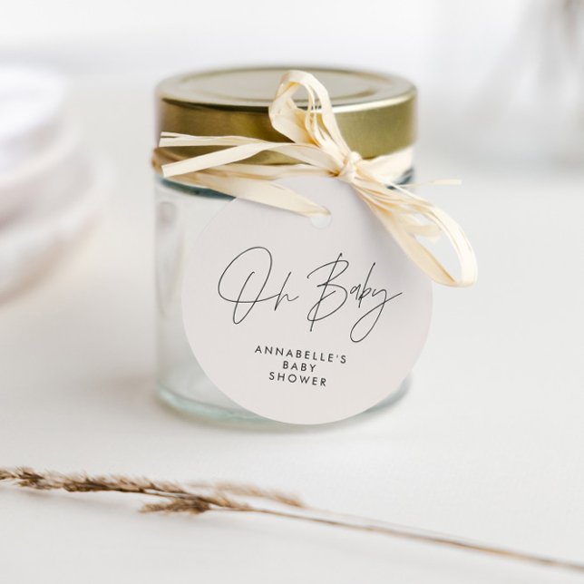 Babyduschskriptschrift modern Schwarz-weiß Geschenkanhänger (Von Creator hochgeladen)