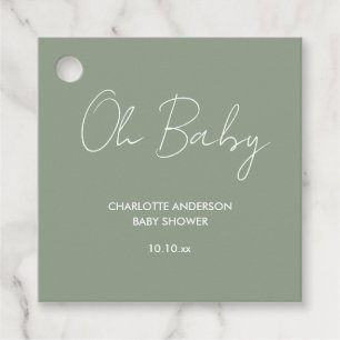 Babyduschskriptschrift modern und grün geschenkanhänger