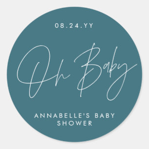 Babyduschskriptschrift modern und grün runder aufkleber