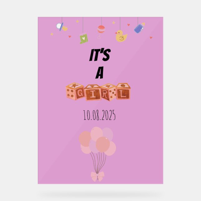 Babyduschtenschild Acrylschild (Vorderseite)