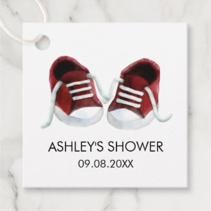 Babyduschteppiche, rote Schuhe Geschenkanhänger