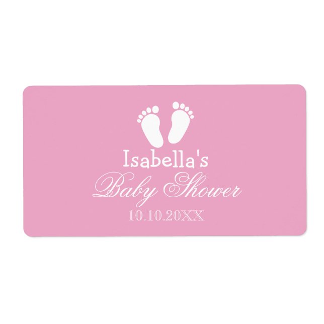 Babyduschwasser-Flaschenaufkleber mit Fußabdrücken (Vorne)