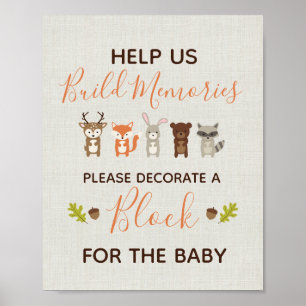 Babyduschzeichen aus Holz - Ein Block dekorieren Poster