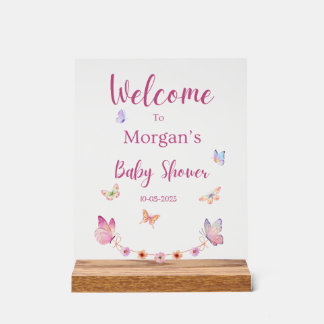 Babyduschzeichen für Schmetterlinge Acrylschild