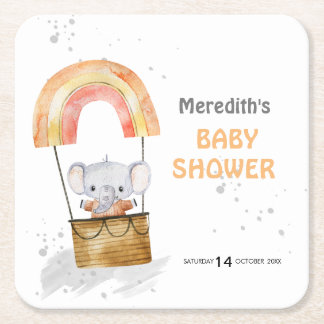 Babyelefone in Ballon, Babydusche, Papierfresser, Rechteckiger Pappuntersetzer