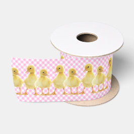 Babyenten auf rosa Gingham Satinband