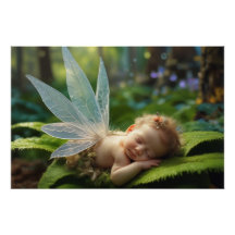 Babyfee im magischen Wald Glänzendes Poster