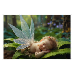 Babyfee im magischen Wald Glänzendes Poster