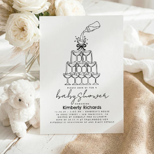 Babyflasche Champagner-Turm Lustige Babyparty Einladung