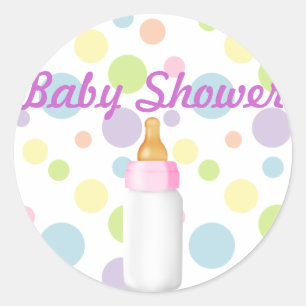 Babyflasche & Polka Dots Babyduschenaufkleber/Sieg Runder Aufkleber