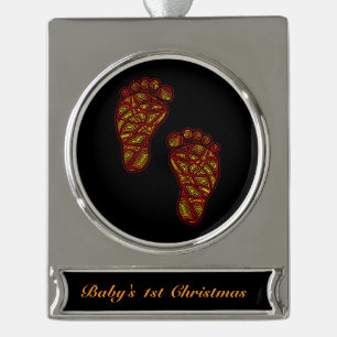 BabyFootprints Banner-Ornament Silber
