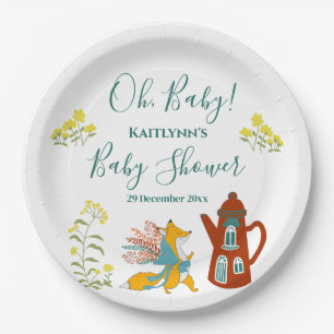 Babyfox und Blume Babydusche Dekoration Pappteller