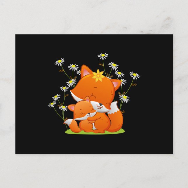 Babyfuchs drückt ihre Mutter. Postkarte (Vorderseite)