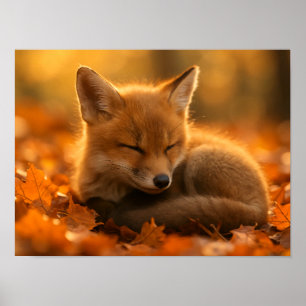 Babyfuchs im Herbst Poster
