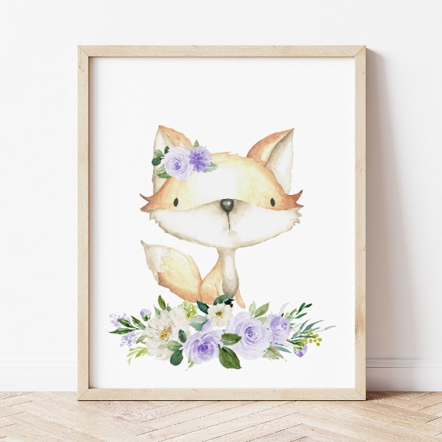 Babyfuchs, Waldtiere, Boho, violette Blumen Poster (Von Creator hochgeladen)