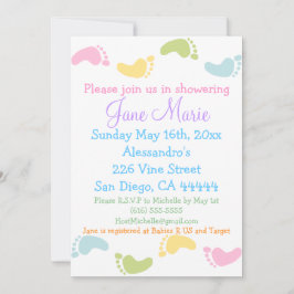 Babyfuß druckt Babydusche Einladungen