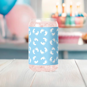 Babyfußabdrücke, Babyfuß, Fußstapfen, Blau, Junge Dosenglas