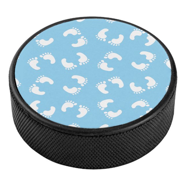 Babyfußabdrücke, Babyfuß, Fußstapfen, Blau, Junge Eishockey Puck (3/4)