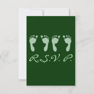 Babyfußabdrücke (Grüne Twins) RSVP Karte