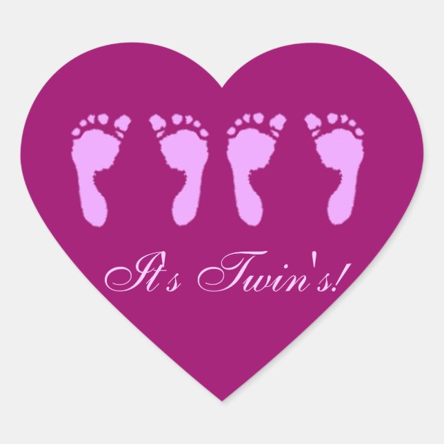 Babyfußabzüge (Girl Twins) Herz-Aufkleber (Vorderseite)